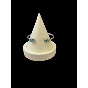 Twisted Cable Blue Topaz Cuff Bracelet